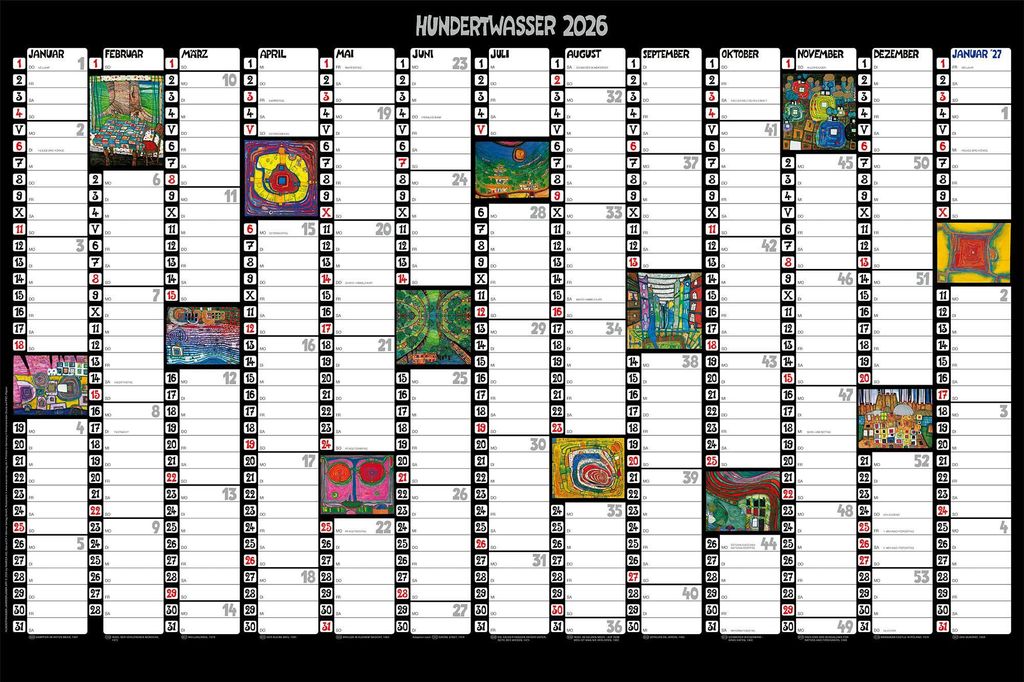 Hundertwasser Jahresplaner Art 2026 Produktbild 