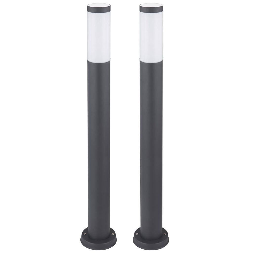 2er Set RGB LED Stehleuchte, Edelstahl anthrazit H 80 cm