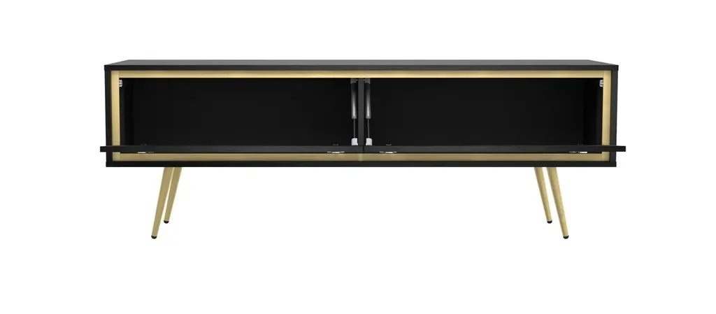 Banc TV Noir Graphite ALDANA - Buffet bas multimédia pour salon chic 160 cm - 3