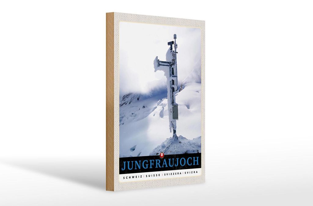 Holzschild Reise 20x30cm Jungfraujoch Schweiz Winter Natur