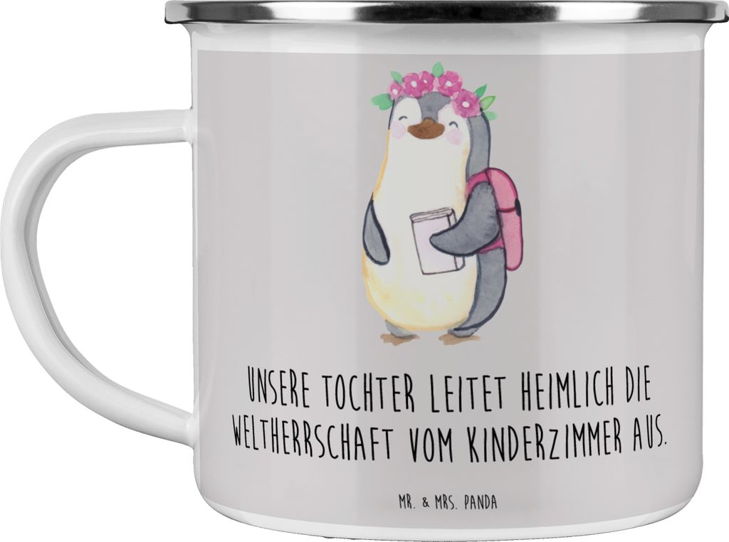 Mr. & Mrs. Panda Teetasse Tochter Weltherrschaft - Grau Pastell - Geschenk, Familienmitglieder, Familienleben, Kinderzimmer, Freude, Handarbeit, Bl...