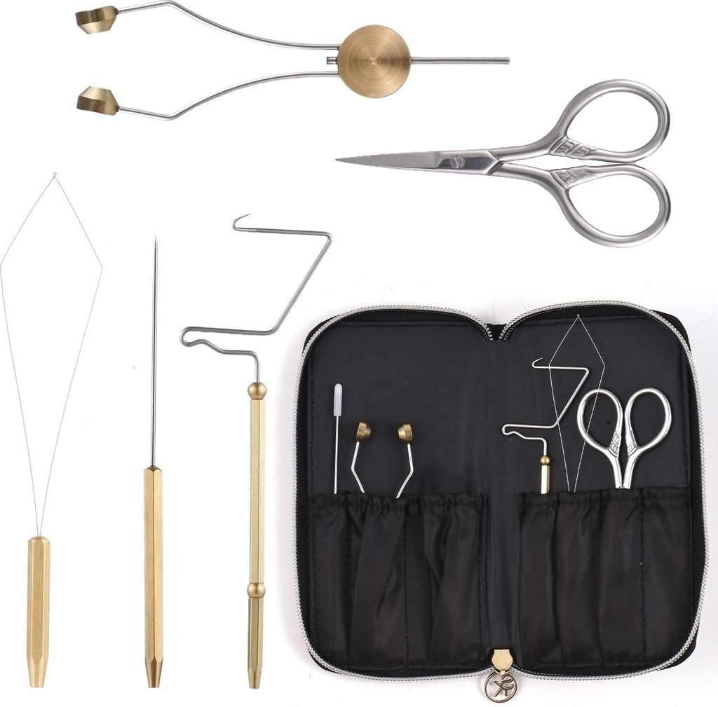 Fliegenbindewerkzeuge Combo Kit Peitsche Finisher Spulenhalter Bodkin Spuleneinfaedler fuer Angelkoeder