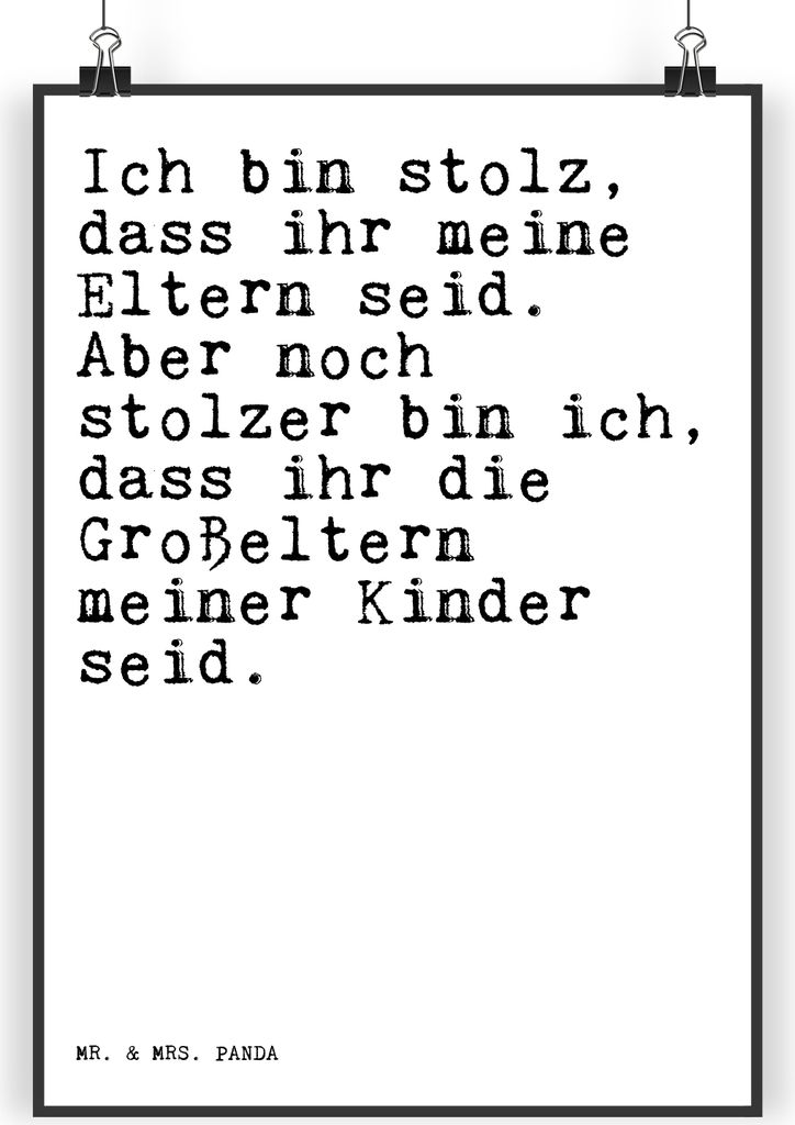 Mr. & Mrs. Panda Bild Ich bin stolz, dass... DIN A3 - Weiß - Geschenk, Oma Opa, Sprüche, Deko Poster, Großeltern, drucke, Enkel Geburt, Wandbild...