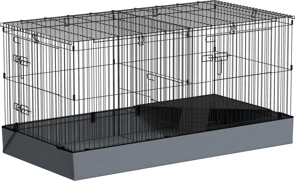 Habitat lapin PawHut 2 en 1 modulable pour intérieur calme et propre