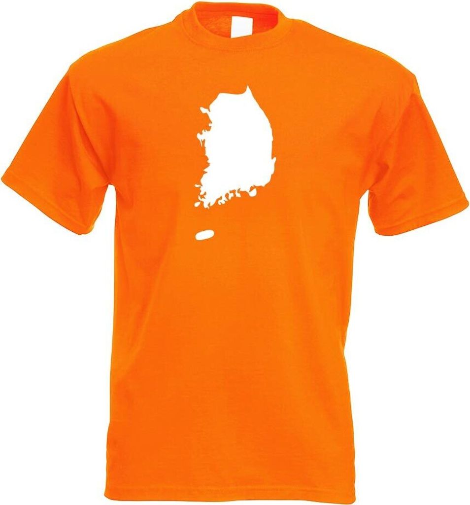 Kiwistar - T-Shirt - orange - Korea, Süd Umriss Kontur Herren Funshirt Bedruckt Design Sprüche Spruch Motive - mit Motiv Bedruckt - Funshirt Desi...
