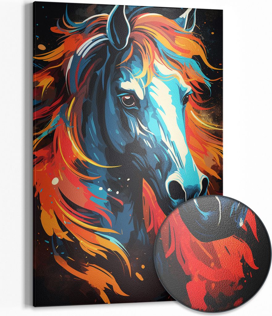 DEQOART Magnettafel Metall 40x60 cm 'Feuriges Pferd' Whiteboard Pinnwand Magnetboard Büro