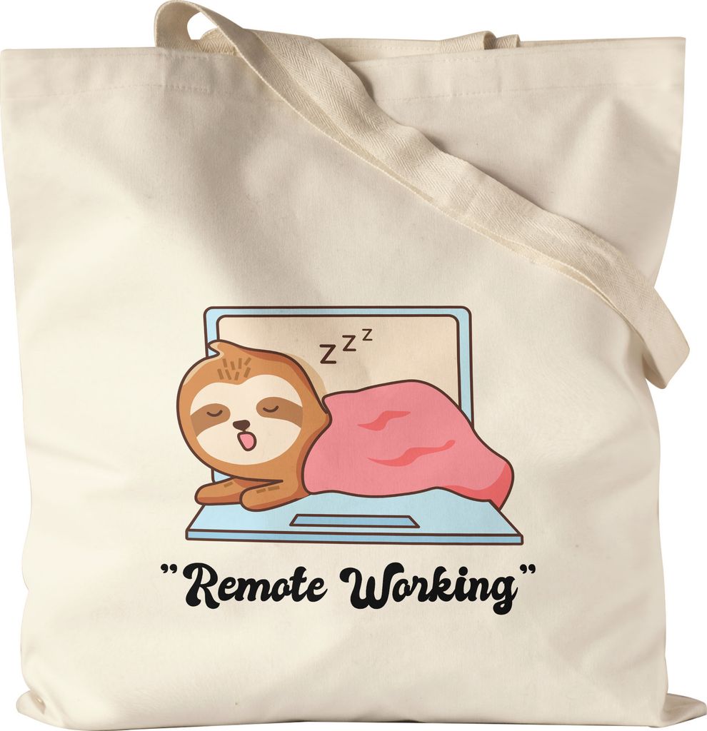 Remote Working Faultier Jutebeutel Geschenkideen Kollegin Kollege Chef Büro Home Office Worklife Balance Baumwolle