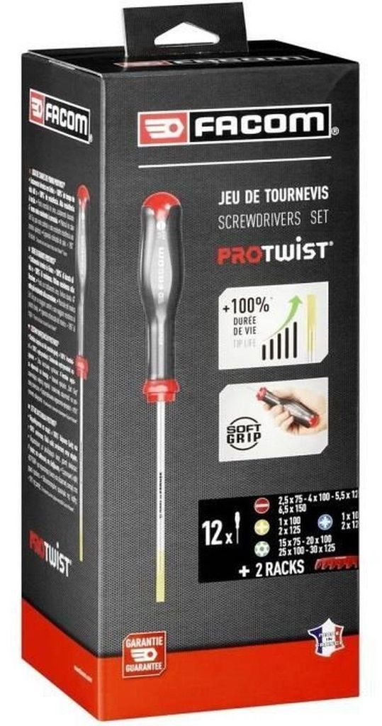 Coffret Facom 12 Tournevis Protwist – Avec 2 Racks, Empreintes Torx, Phillips, Pozidriv, Etc.