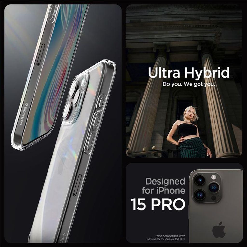 Spigen iPhone 15 Pro Max Crystal Hybrid Case Magsafe - noir Image du produit 