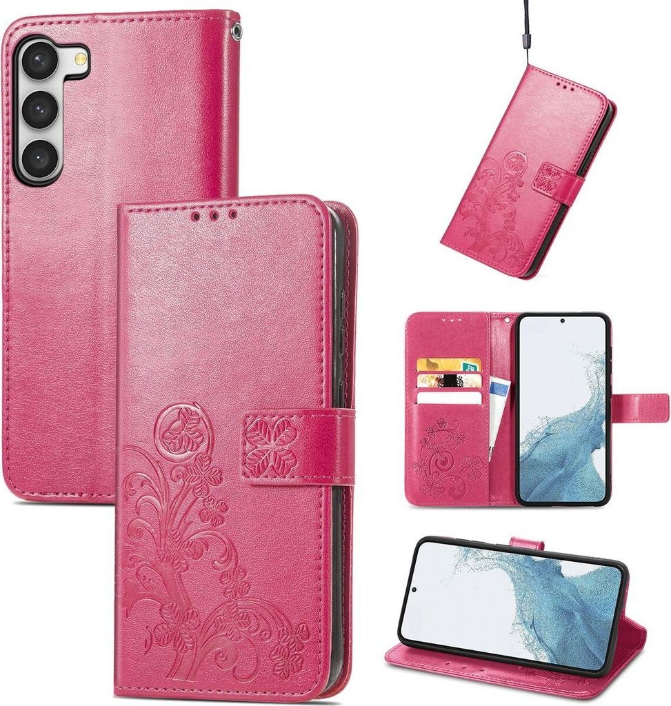 König Design Hülle kompatibel mit Samsung Galaxy S23 Plus Kunstleder Handyhülle - Handy Case Rose