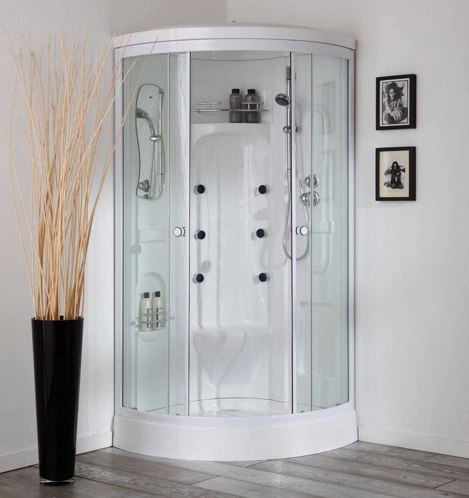 Dampfdusche mit Hydromassage 90x90cm, viertelkreisförmig | Vesuvio