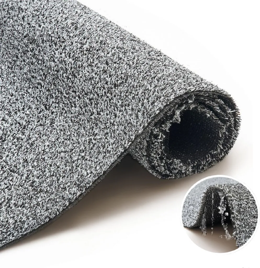 Gazon synthétique bicolore gris et noir pour balcon et terrasse