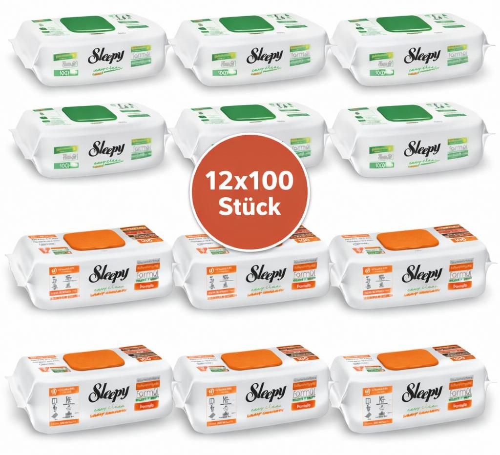 Sleepy Easy Clean Oberflächenreinigungstücher – 6x100 Orange + 6x100 White Soap | Universalputztücher