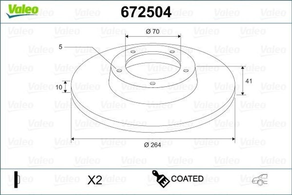 VALEO 672504 - OE 51806283 Bremsscheibe, Hinterachse für Giulietta (940)
