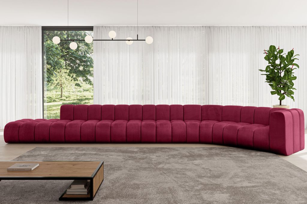 ALTDECOR Modulares Sofa Ecksofa in L-Form - Tilmo-L3 - 581x194x70 cm Bordeauxrot - Corner modular Sofa Eckcouch Couch Wohnlandschaft Cauchsofa Bode...