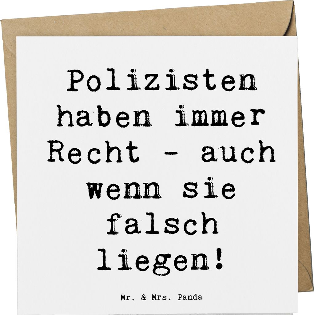 Mr. & Mrs. Panda Grußkarte Spruch Polizist Humor - Weiß - Geschenk, Gemeinschaft, Beruf, Liebenswürdig, Berufspassion, Sprüche, faltkarte, Klap...