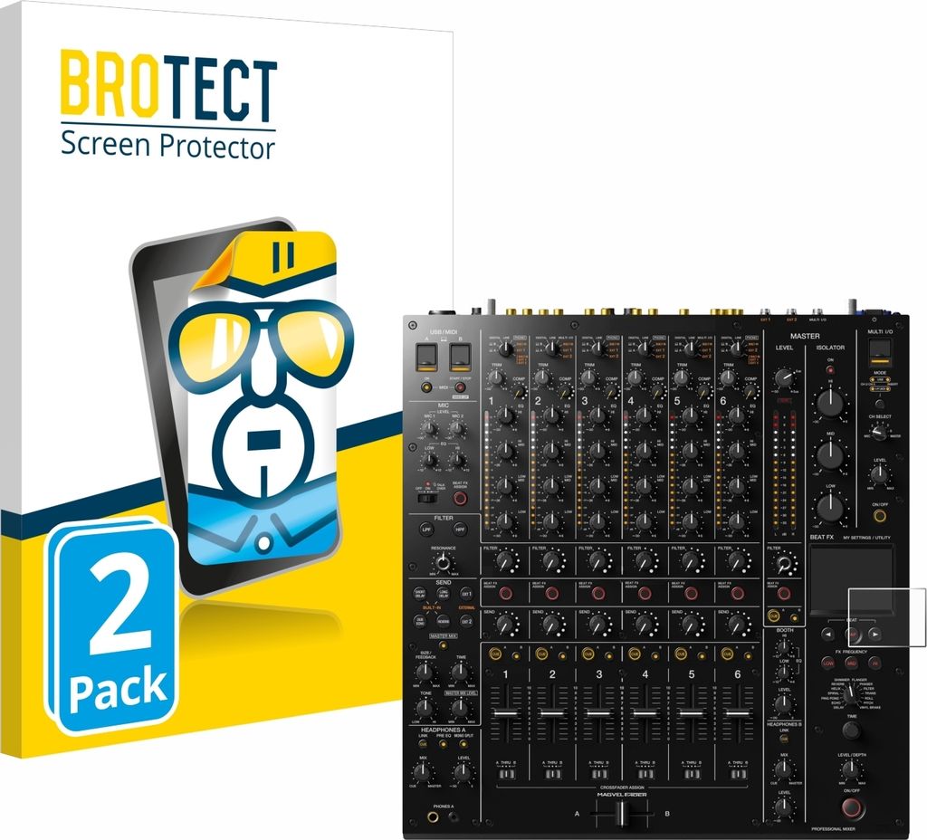 2x Für Pioneer DJM-V10 Schutzfolie BROTECT Displayschutz Display Schutz Folie Klar Transparent