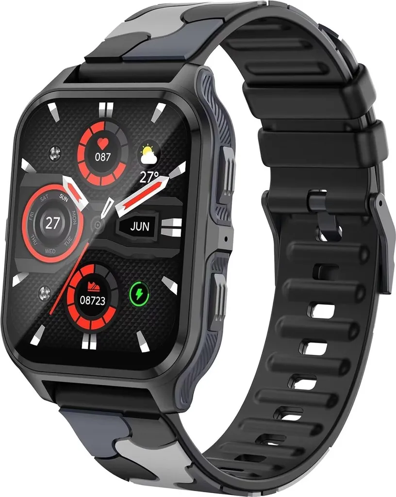 Smartwatch Pedometro Orologio fitness da uomo con funzione telefono Orologio sportivo Orologio salute all'aperto Misuratore di pressione sanguigna Misuratore di frequenza cardiaca Android IOS
