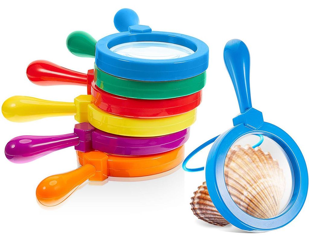 Kinder Lernspielzeug 6er-Set Lupe mit Ständer – 3× Vergrößerung, Entdeckungsspielzeug für Insekten, Bücher & Karten