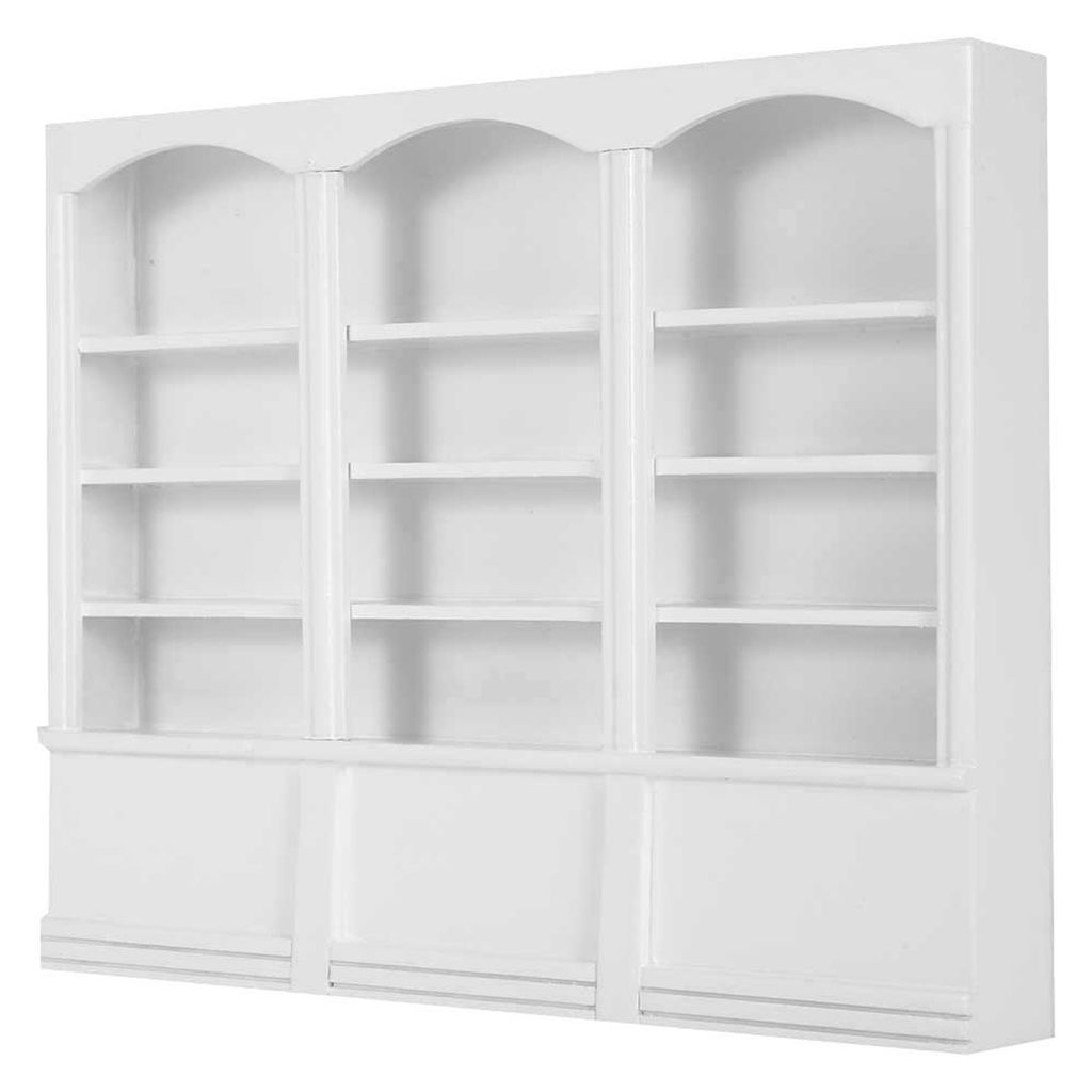Puppenhaus-Zubehör 1:12 Mini-Bücherregal Vitrine Bücherschrank Möbel Spielzeug Weiß