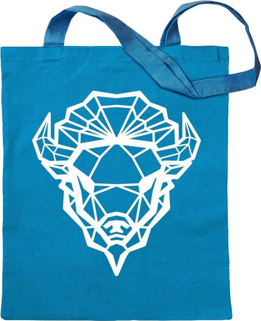 Kiwistar - Baumwolltasche - hellblau - Bison Büffel Polygon - Tragetasche Stoffbeutel Umhängetasche Langer Henkel