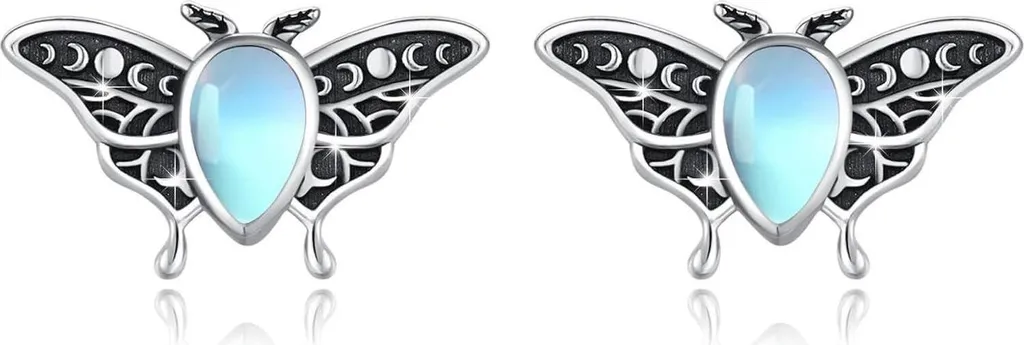 Boucles d'oreilles pierre de lune et argent 925 au design animalier chic