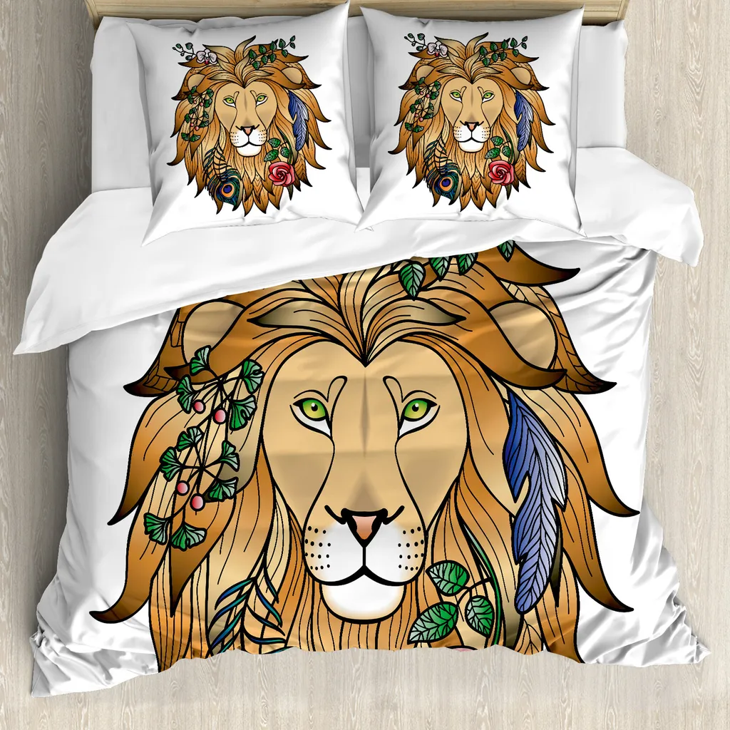 Set Letto ABAKUHAUS Leone Zodiacale 200x200 Marrone Anallergico