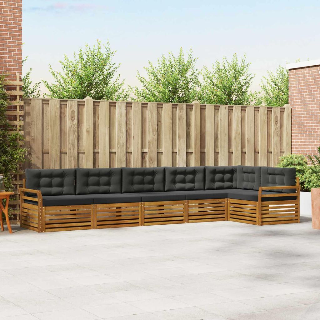 "Seasonal Sale"Outdoor-Sofagarnitur - CLORIS - Balkonmöbe/Sitzgruppe - mit Kissen 6 pcs - Moderne Design - Natur und Anthrazit - Gartensofas DEMö...