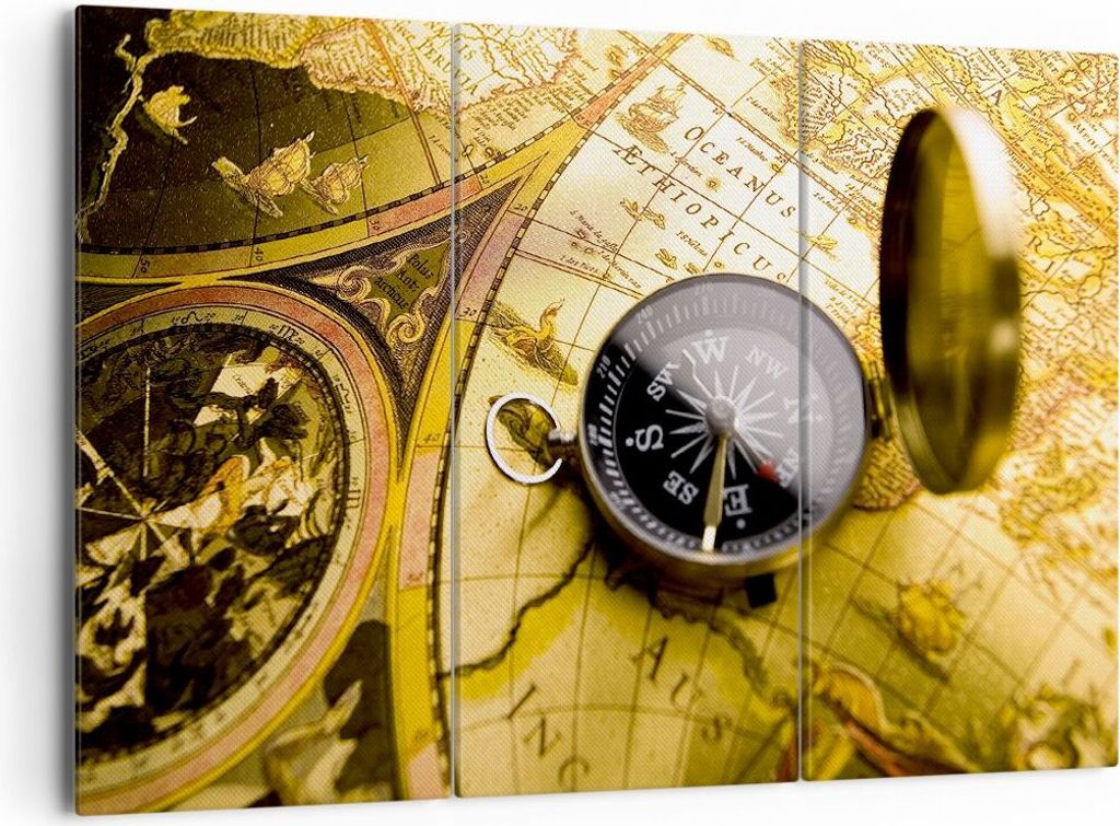 Bild auf Leinwand - Leinwandbild - Abstrakt kommunikation kompass erde - 165x110cm - Wand Bild - Wanddeko - Leinwanddruck - Bilder - Kunstdruck - L...