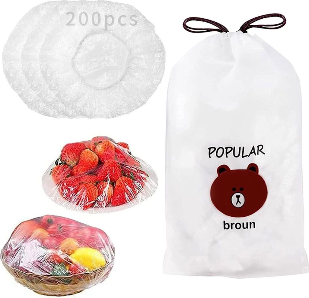 200 Stück Frischhaltebeutel, elastische Aufbewahrungshüllen für Gemüse oder Obst, wiederverwendbare Aufbewahrungsbeutel, elastische, erweiterba...
