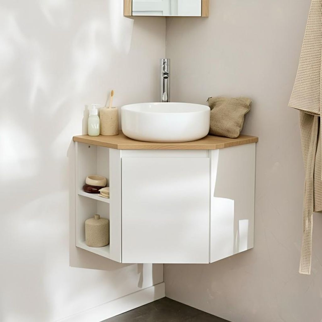 Mobile lavabo angolare + lavabo SORRENTO bianco Immagine del prodotto 