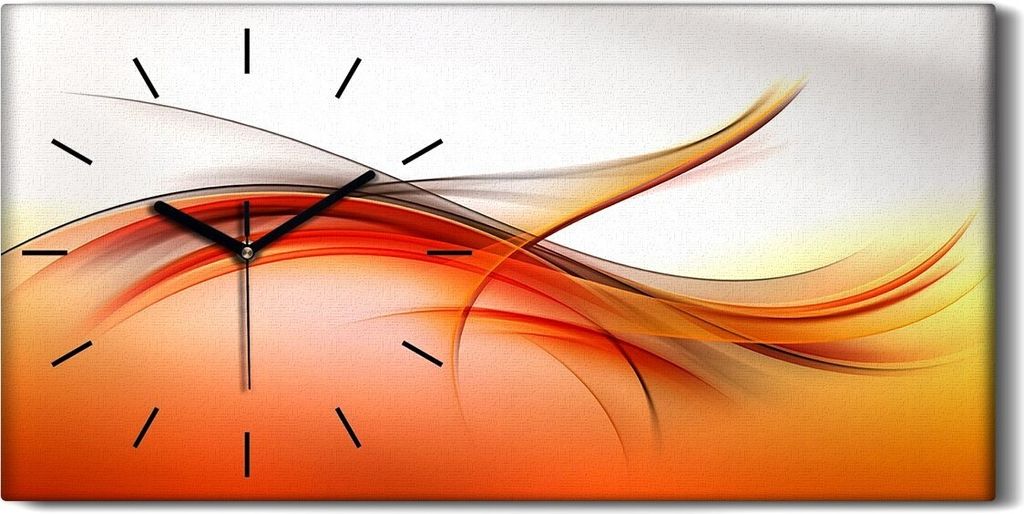 Leinwand Uhr Küche Wohnzimmer Bild Geräuschlos 60x30 Abstrakte Wellen Kunst - schwarze Hände