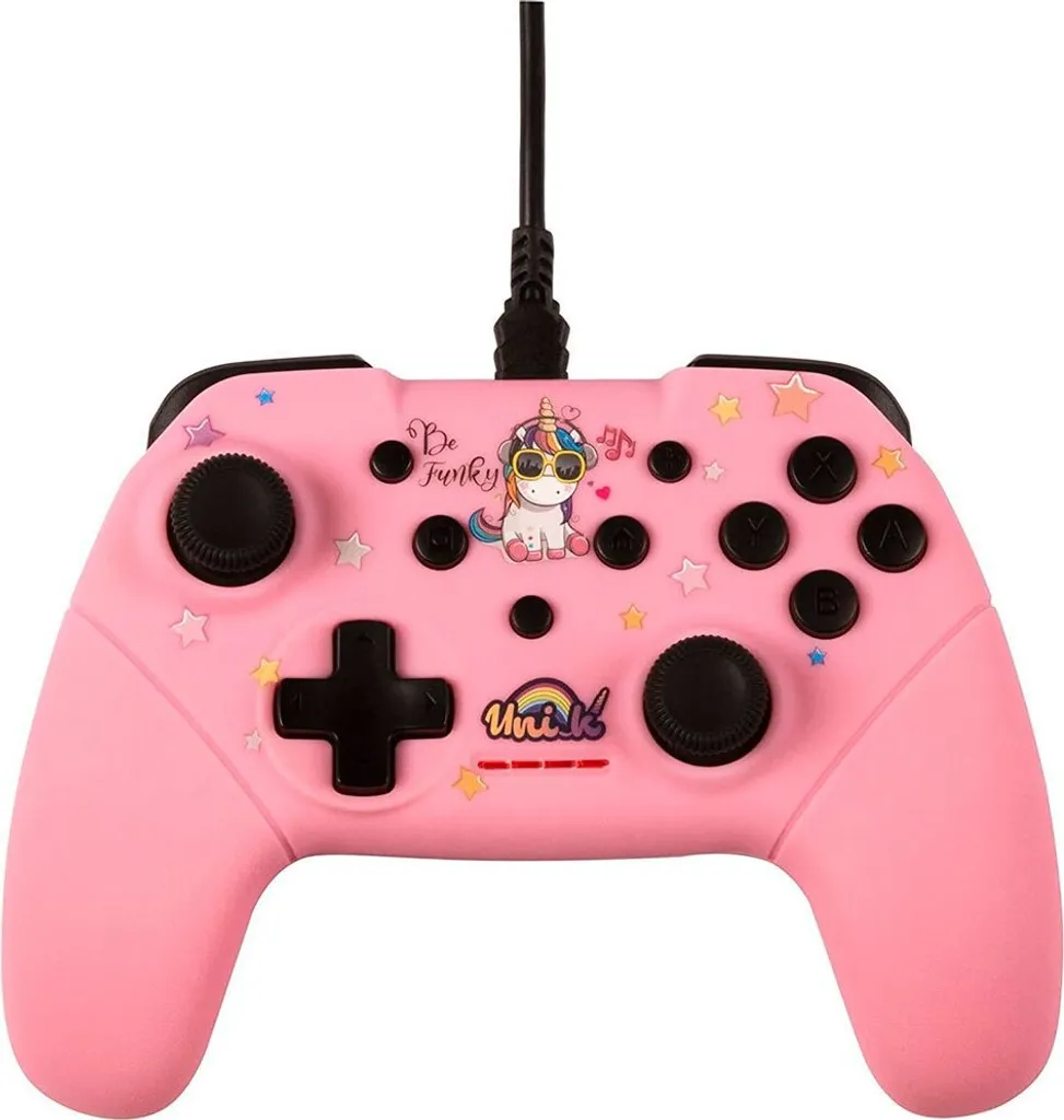Konix Unik Be Funky PC-Gamepad Rose - Manette de Jeu Filaire Kawaii
