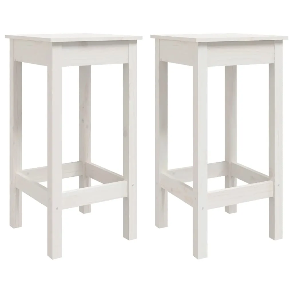 Sgabelli da Bar Bianchi 2 pz Legno Massiccio - Prezzo Outlet Pino 78cm