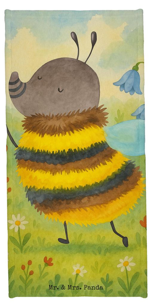 Mr. & Mrs. Panda Badehandtuch Hummel flauschig Design - Gelb Pastell - Geschenk, Lustige Sprüche, Biene, Blume, Strandtuch, Sport Handtuch, Reiseh...