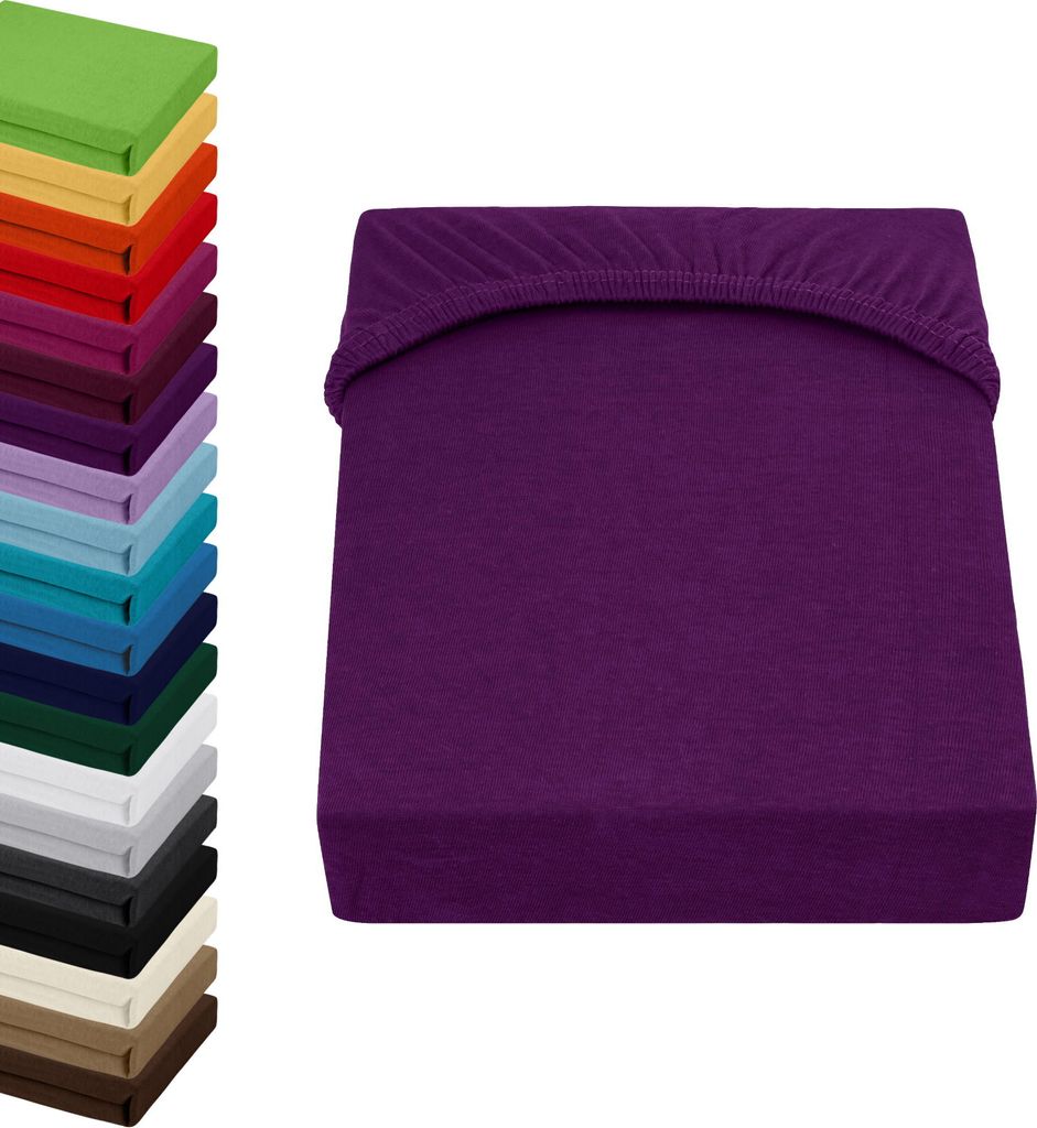 Jersey TOPPER Spannbettlaken 180x200-200x200cm Spannbetttuch für Boxspringbett-Topper Matratzen 100% Baumwolle, Farbe: Orchidee