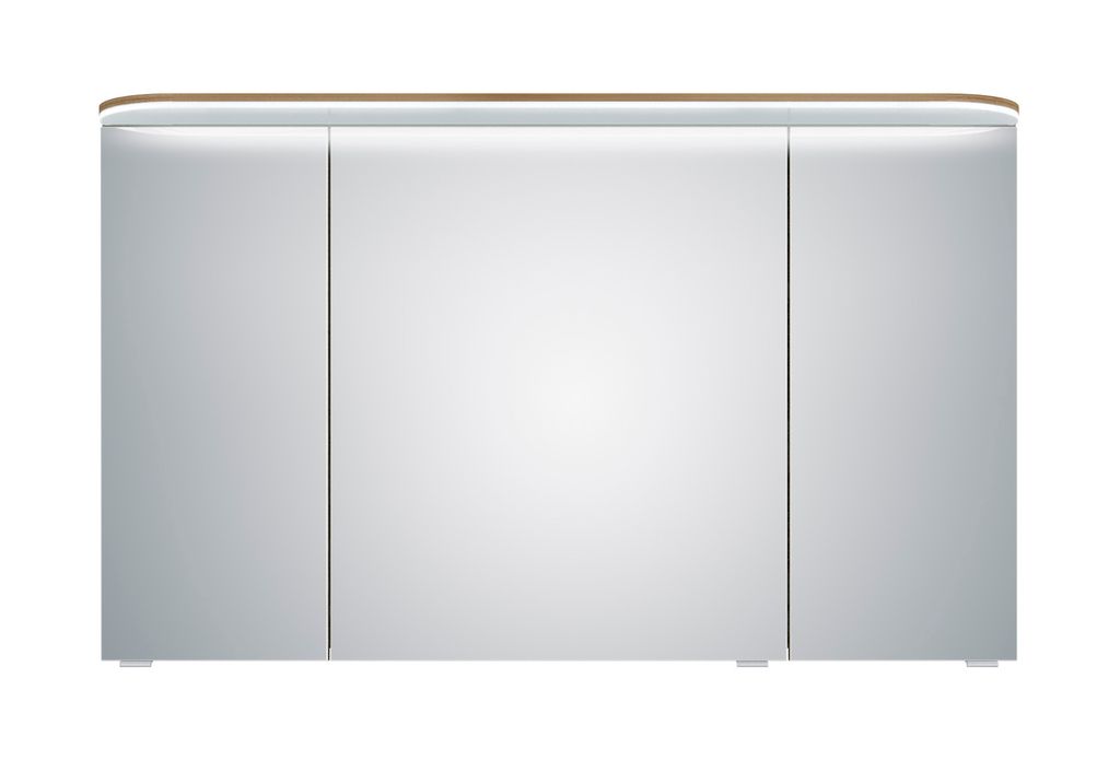 PELIPAL Balto Sprint Bad Möbel, Spiegelschrank, LED Beleuchtung, Riviera Eiche quer NB 120 cm