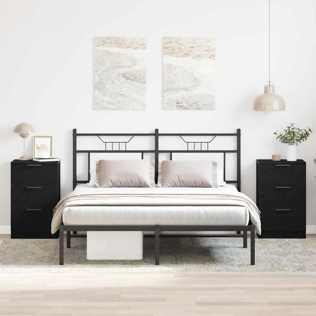 Paire de tables de chevet noires effet chêne 40x65x65 cm vidaXL Design