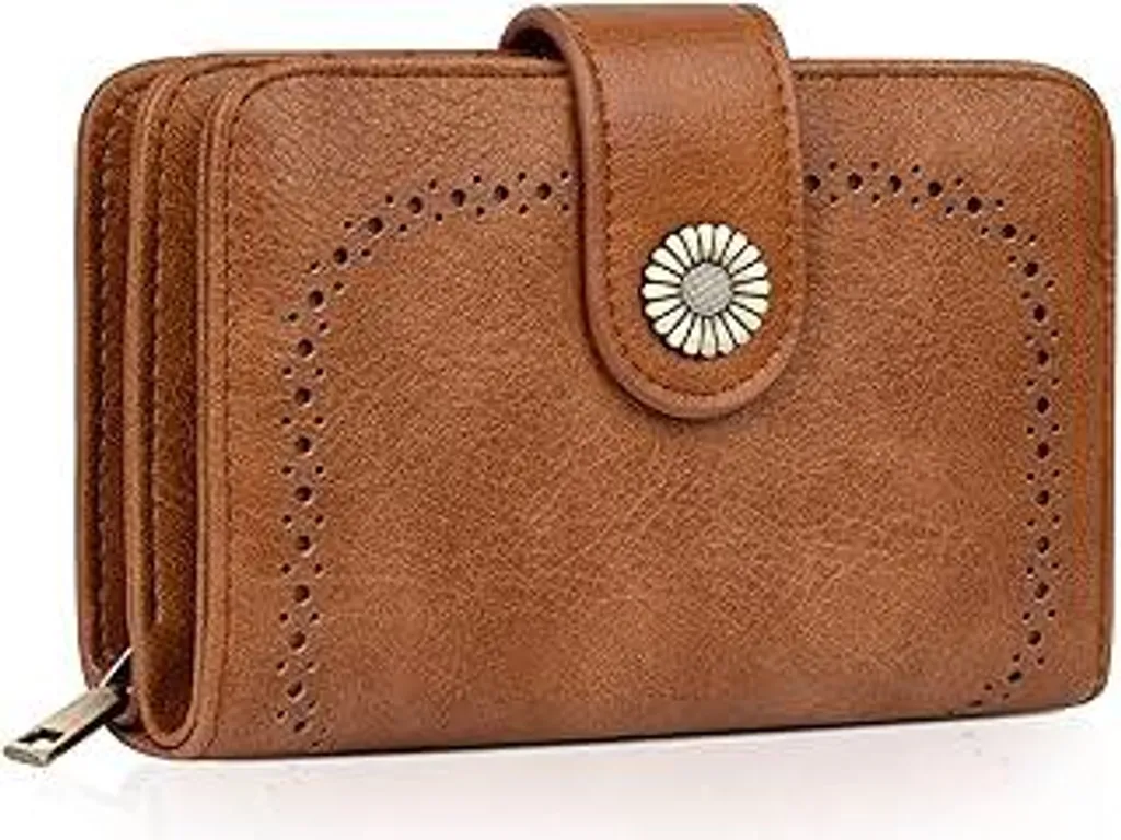 Portafoglio Donna Grande Capacità Portafoglio Vintage in Finto cuoio Dimensione Media con Blocco RFID e Scomparti Multipli Donna