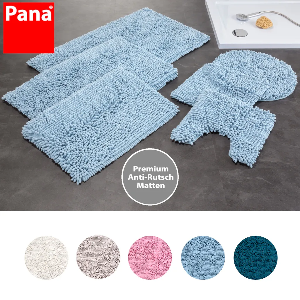 Tapis de Douche Absorbant en Chenille Bleu - Microfibre Douce 45x45cm - 6