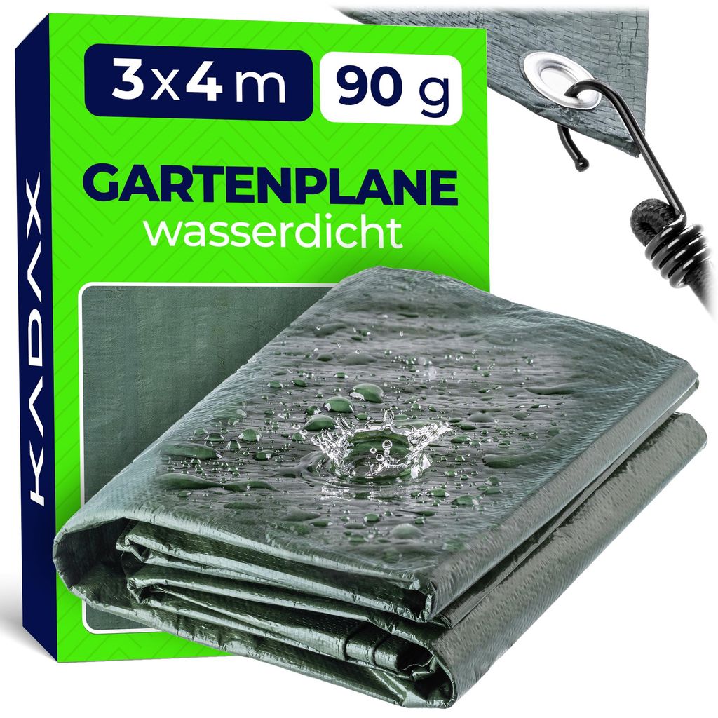 KADAX wasserdichte Gewebeplane "Korsor", Planen, Abdeckplane für Poll, Gartenmöbel, Bootsplane, Grün, 12 m²