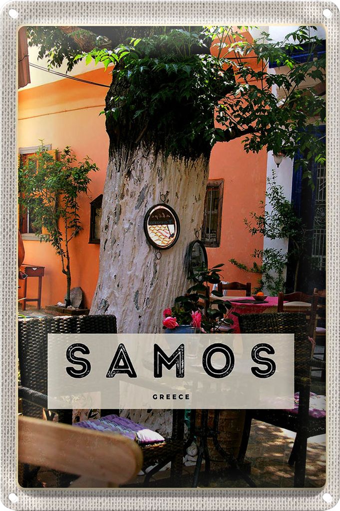 Blechschild Reise 20x30cm Samos Greece Urlaub Sommer Restaurant