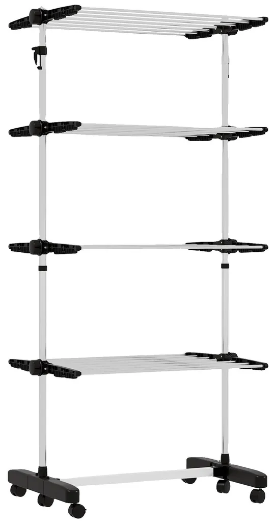 Séchoir à linge 4 niveaux étagères réglables noir - Modèle XL-400 Black