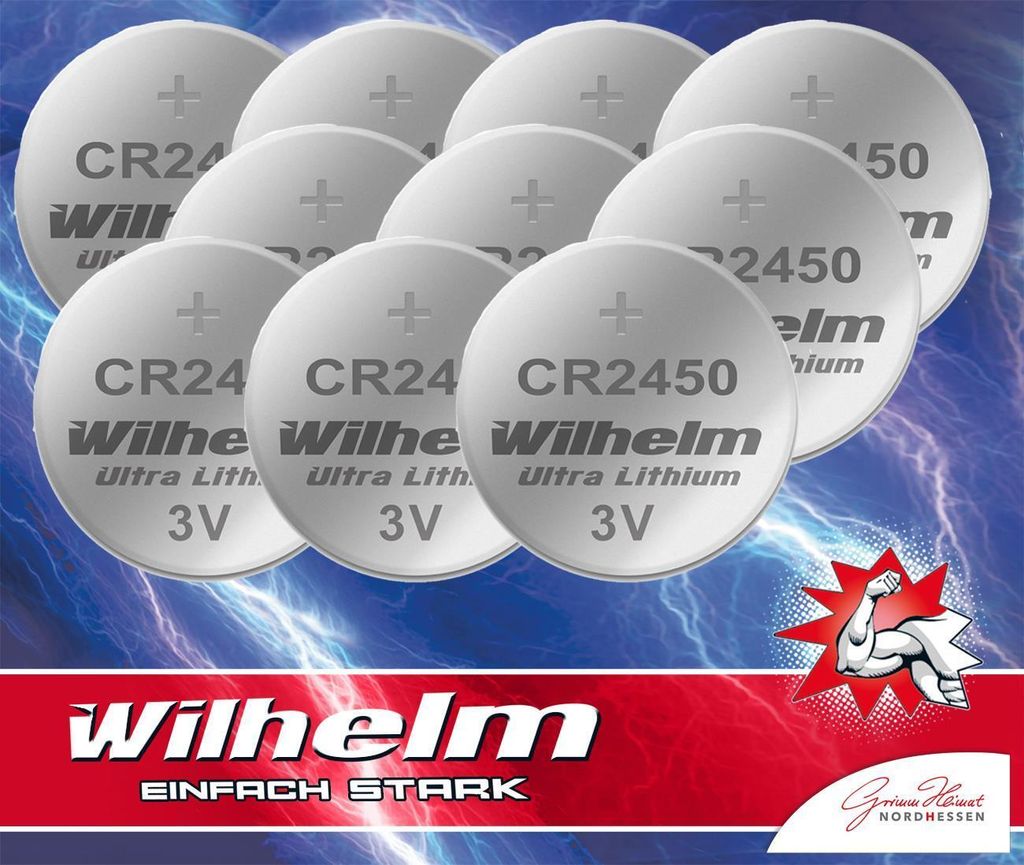 10 x CR2450 WILHELM Lithium Knopfzelle 3V 600mAh Produktbild 