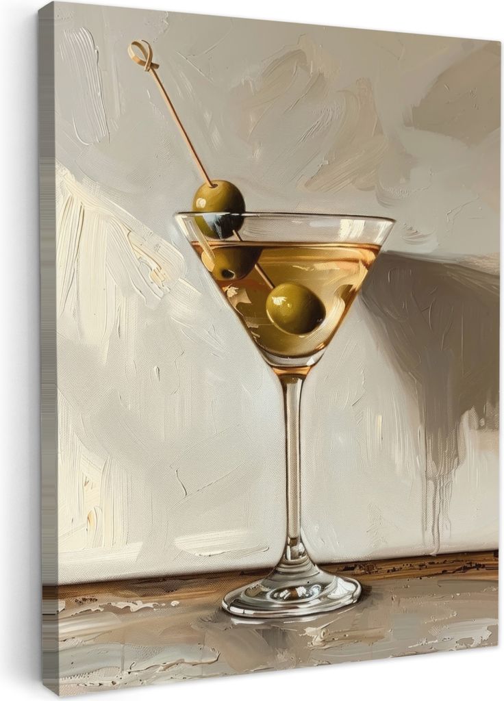 MuchoWow - Leinwandbilder - Martini - Cocktail - Beige - Abstrakt, Wandbild, Wanddeko Bilder Wohnzimmer, 30x40 cm
