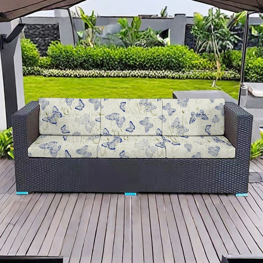 3er Elastische Outdoor-Sitzkissen Bezüge mit Muster - Rutschfester Sofaschutz Schonbezug für Terrasse, Garten & Balkon, Stil 4