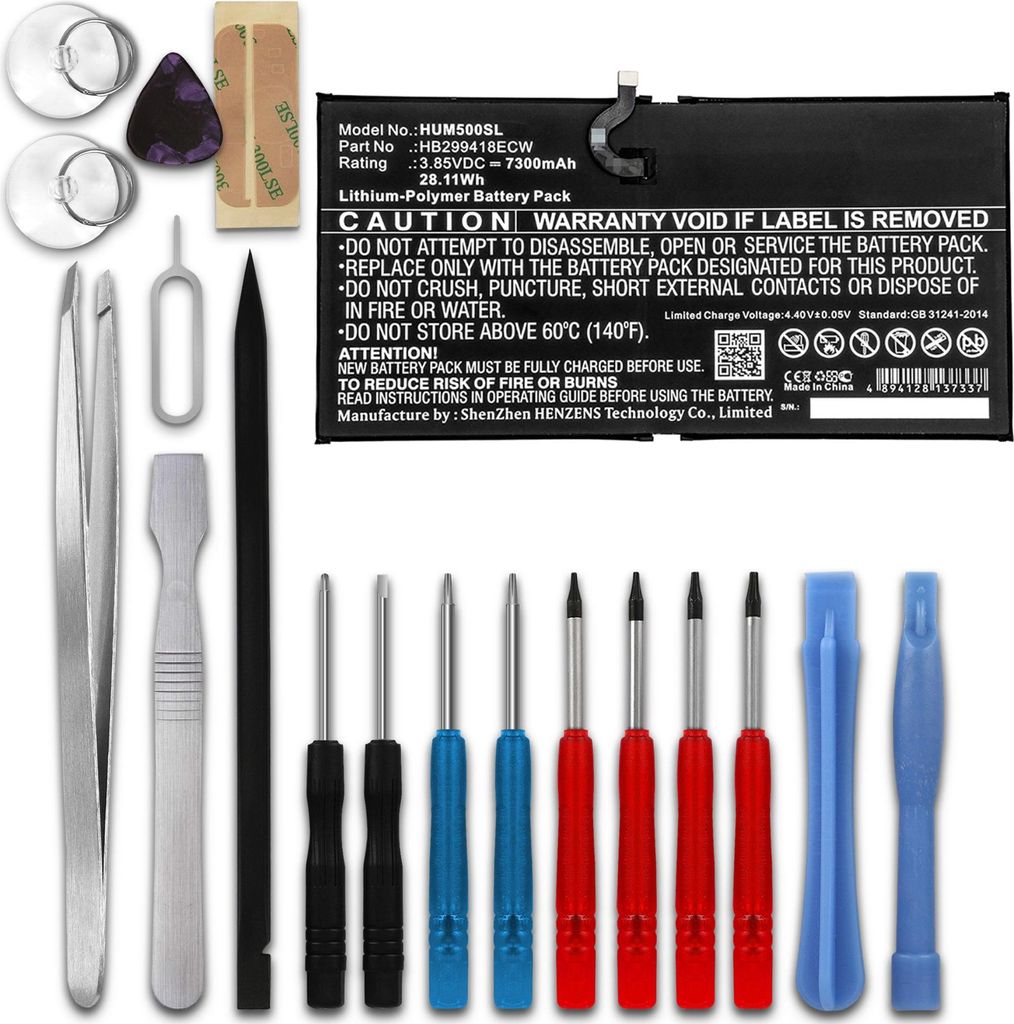 subtel 1x Akku für Tablet Kompatibel mit Huawei MediaPad M5 10.8 (CMR-AL09), MediaPad M5 10.8 (CMR-W09), MediaPad M5 Pro 10.8 (CMR-AL19), HB299418...