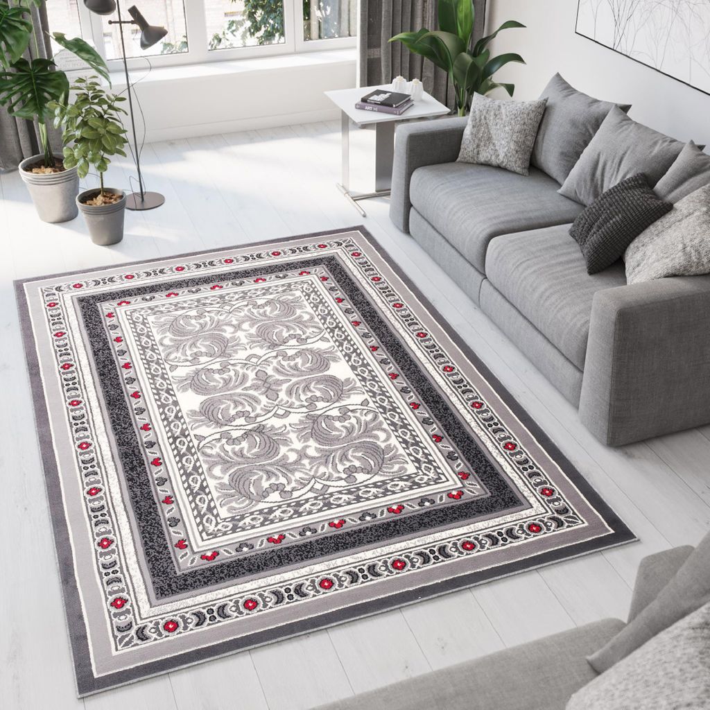Tapiso Teppich DREAM Modern Creme Grau Schwarz Rot 130 x 190 cm