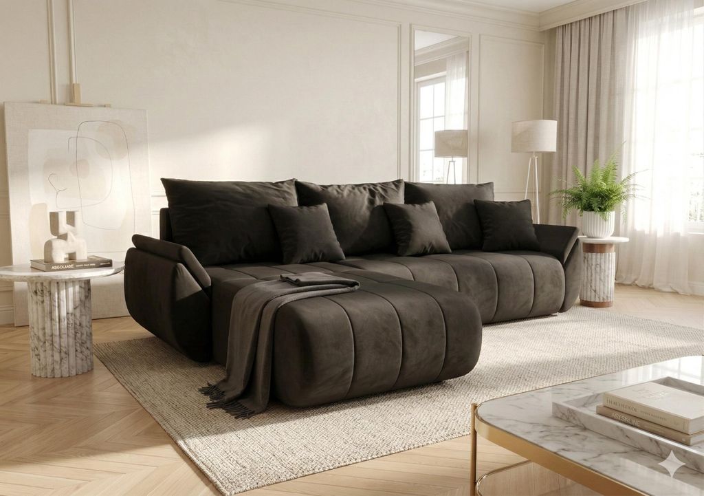 Ecksofa mit Schlaffunktion SYDNEY Dunkelgrau Links