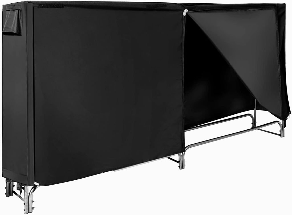 GOPLUS Kaminholzregal, Feuerholzregal mit wasserdichter Abdeckung Brennholzregal aus Metall mit erhöhen Beine, Kaminholzhalter für Indoor & Outdo...